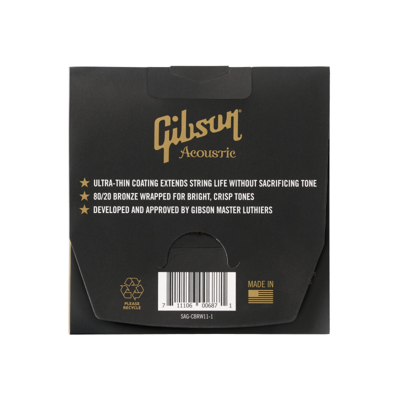 Gibson Coated 80/20 Bronze Acoustic Guitar Strings, Ultra-Light Gauge