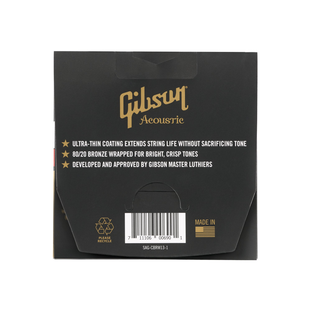Gibson Coated 80/20 Bronze Acoustic Guitar Strings, Medium Gauge