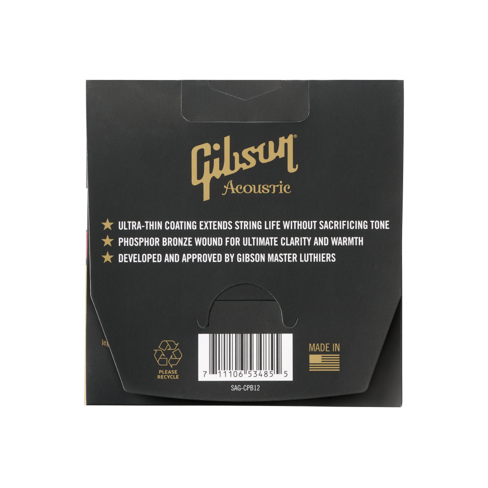 Gibson Coated Phosphor Bronze Acoustic Guitar Strings, Light Gauge