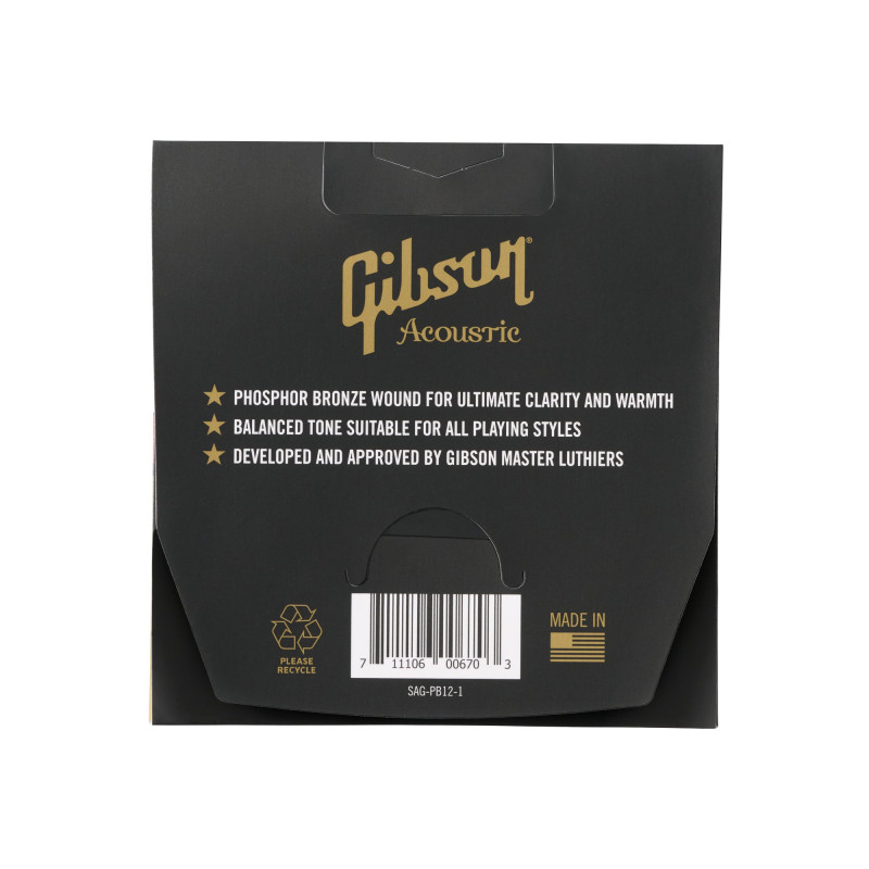 Gibson Phosphor Bronze Acoustic Guitar Strings, Light Gauge