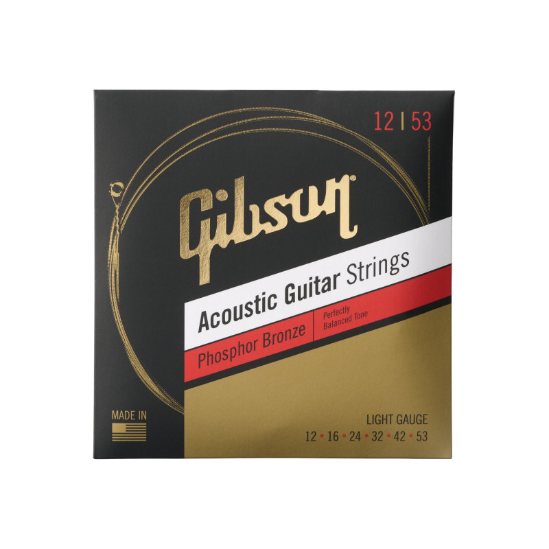 Gibson Phosphor Bronze Acoustic Guitar Strings, Light Gauge