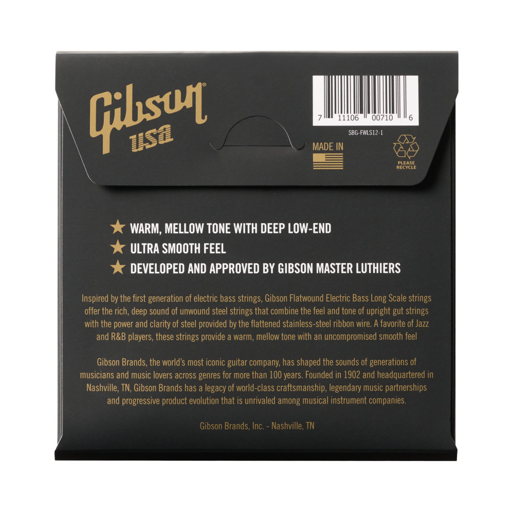 Gibson Flatwound Electric Bass Strings, Long Scale, Medium Gauge