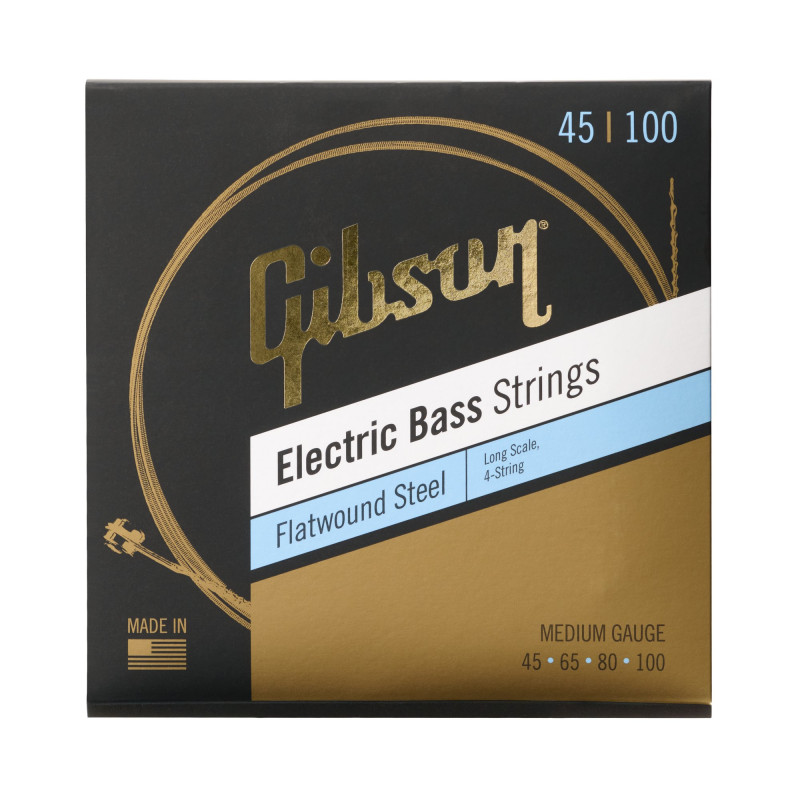 Gibson Flatwound Electric Bass Strings, Long Scale, Medium Gauge