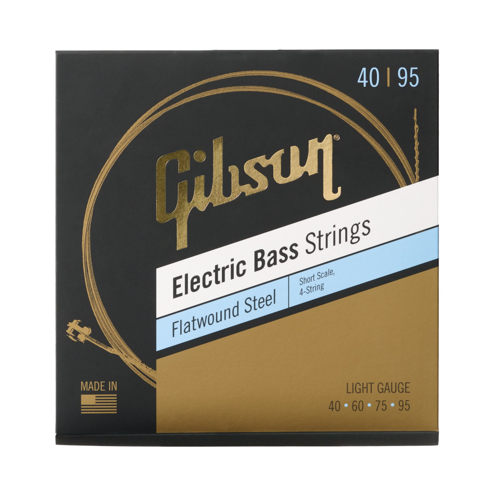 Gibson Flatwound Electric Bass Strings, Short Scale, Light Gauge
