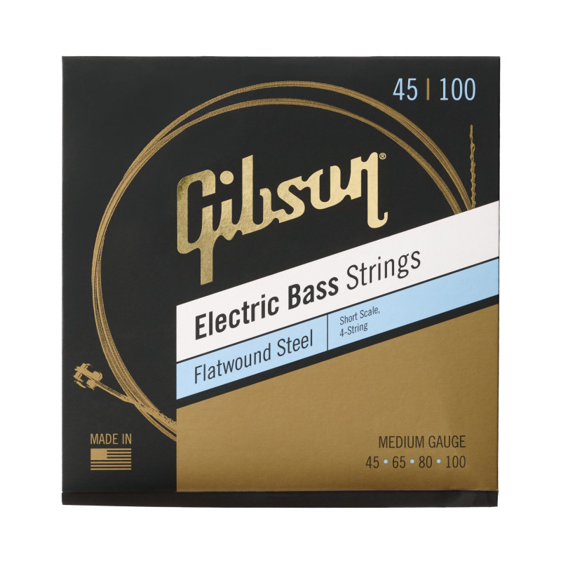 Gibson Flatwound Electric Bass Strings, Short Scale, Medium Gauge