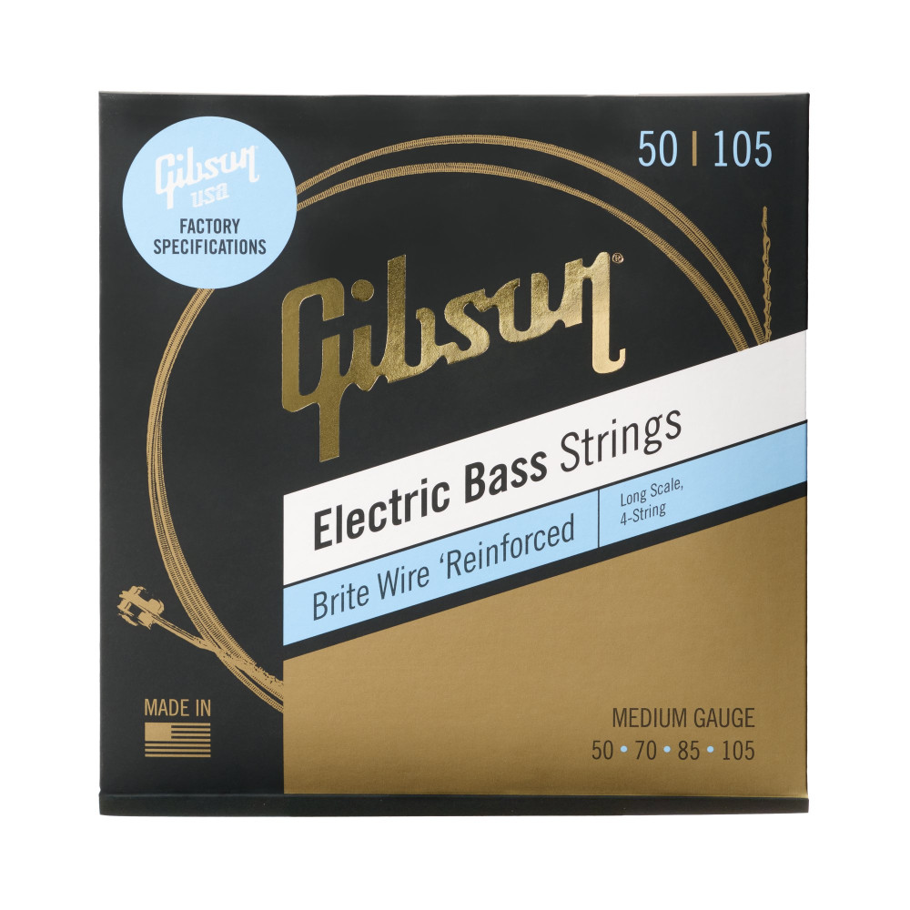 Gibson Brite Wire Electric Bass Strings, Long Scale, Medium Gauge