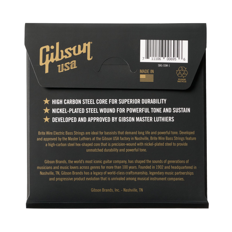 Gibson Brite Wire Electric Bass Strings, Short Scale, Medium Gauge