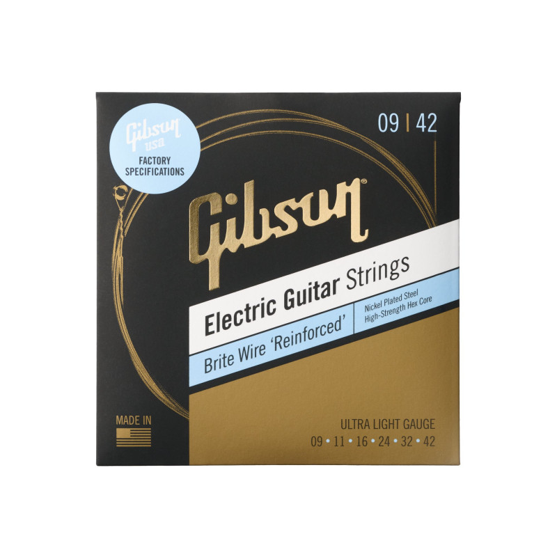 Gibson Brite Wire Reinforced Electric Guitar Strings, Ultra-Light Gauge