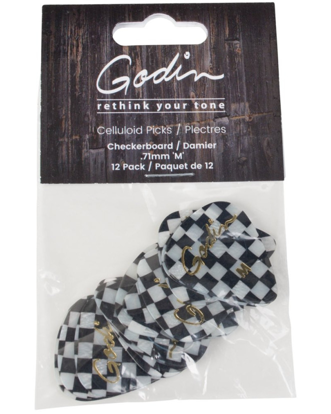 Godin Guitar Picks Medium .71 mm Checkerboard