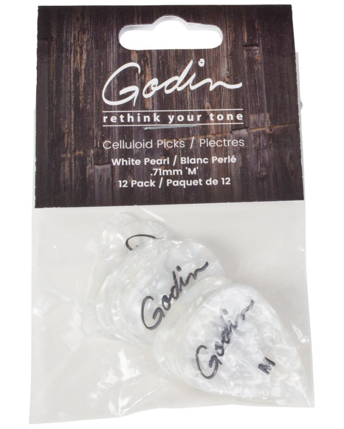 Godin Guitar Picks Medium .71 mm White Pearl