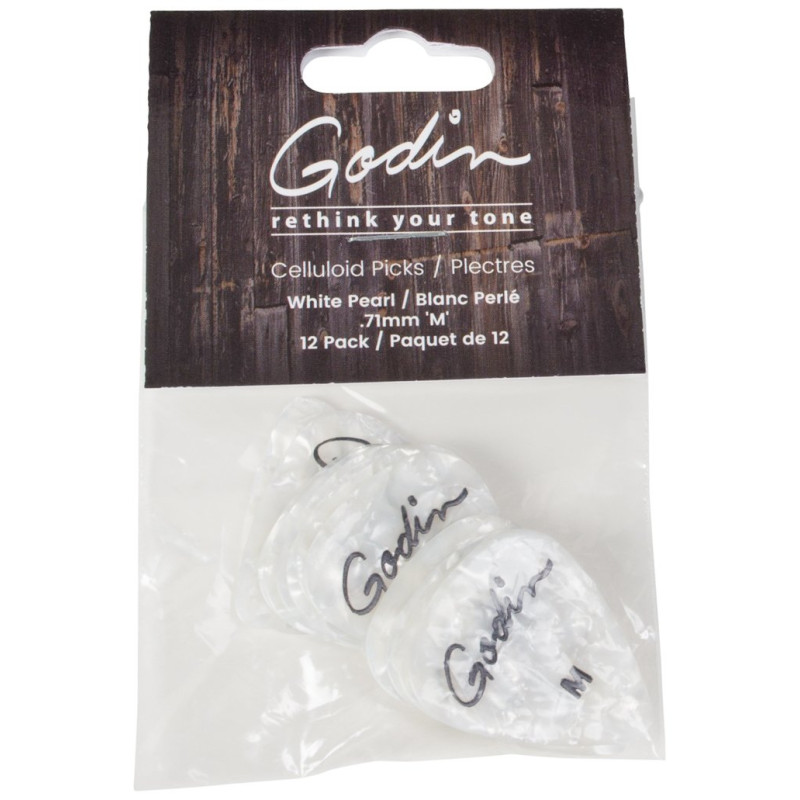 Godin Guitar Picks Medium .71 mm White Pearl