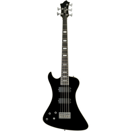 Hagstrom HSNEKROMANTLH509 Electric Bass, Nekromant 5, Black Gloss, Lefthand