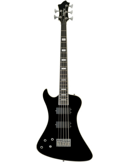Hagstrom HSNEKROMANTLH509 Electric Bass, Nekromant 5, Black Gloss, Lefthand