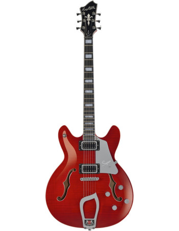 Hagstrom HSSUVIK04 Electric Guitar, Super Viking , Wild Cherry Transparent Flame