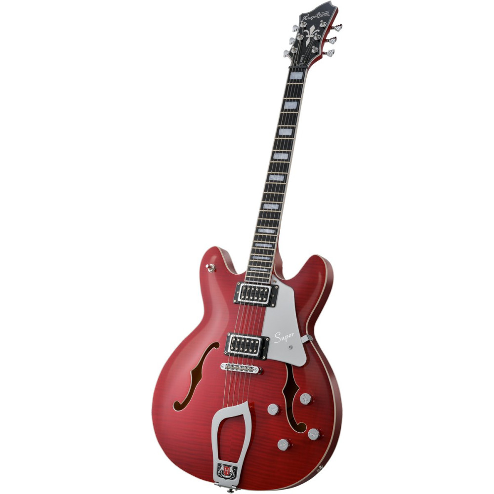 Hagstrom HSSUVIK04 Electric Guitar, Super Viking , Wild Cherry Transparent Flame