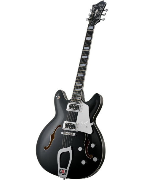 Hagstrom HSSUVIK09 Electric Guitar, Super Viking, Black Gloss