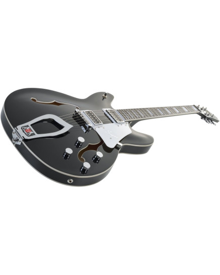 Hagstrom HSSUVIK09 Electric Guitar, Super Viking, Black Gloss