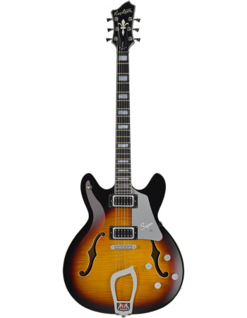 Hagstrom HSSUVIK18 Electric Guitar, Super Viking, Tobacco Sunburst