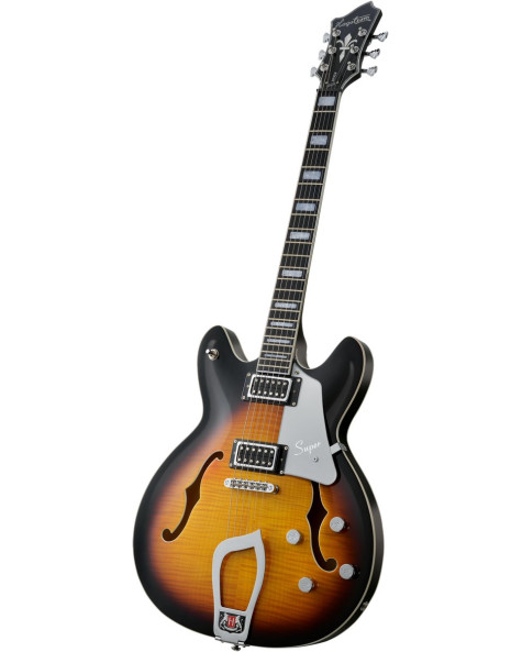 Hagstrom HSSUVIK18 Electric Guitar, Super Viking, Tobacco Sunburst