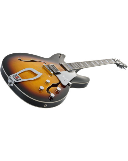 Hagstrom HSSUVIK18 Electric Guitar, Super Viking, Tobacco Sunburst