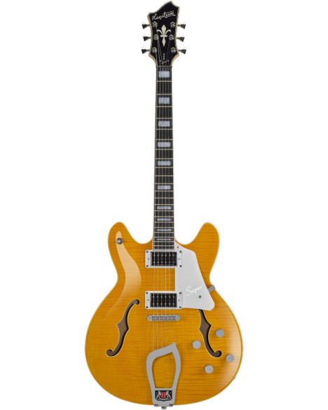 Hagstrom HSSUVIK57 Electric Guitar, Super Viking, Dandy Dandelion Flame