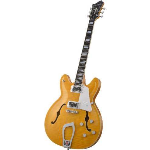 Hagstrom HSSUVIK57 Electric Guitar, Super Viking, Dandy Dandelion Flame