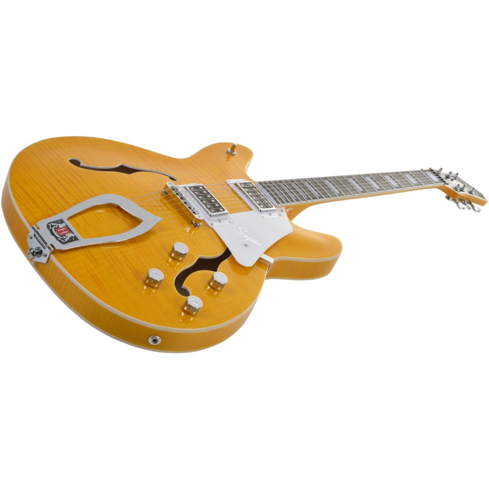 Hagstrom HSSUVIK57 Electric Guitar, Super Viking, Dandy Dandelion Flame
