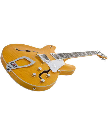 Hagstrom HSSUVIK57 Electric Guitar, Super Viking, Dandy Dandelion Flame