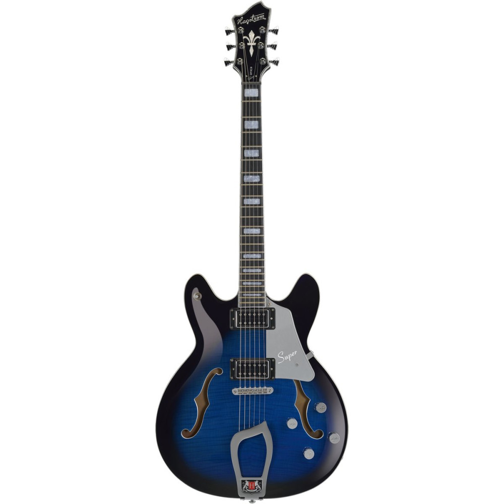 Hagstrom HSSUVIK60 Electric Guitar, Super Viking, Dark Baltic Sea Flame