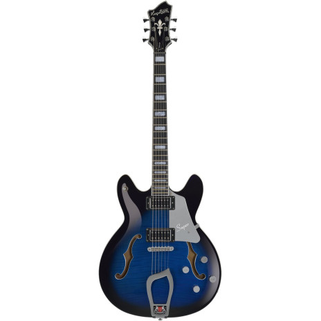 Hagstrom HSSUVIK60 Electric Guitar, Super Viking, Dark Baltic Sea Flame