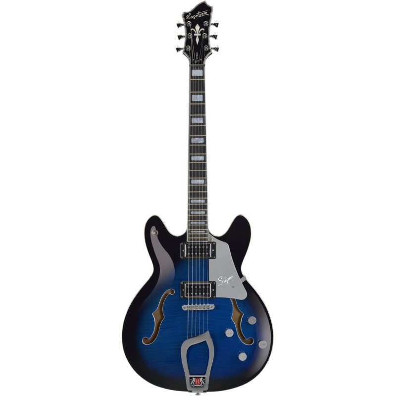 Hagstrom HSSUVIK60 Electric Guitar, Super Viking, Dark Baltic Sea Flame