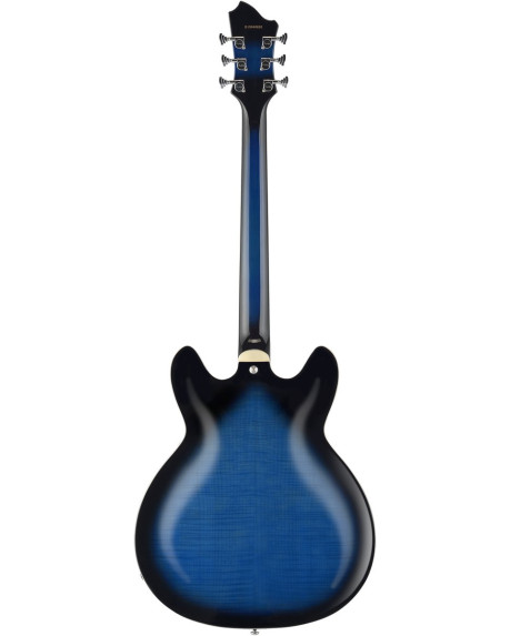 Hagstrom HSSUVIK60 Electric Guitar, Super Viking, Dark Baltic Sea Flame