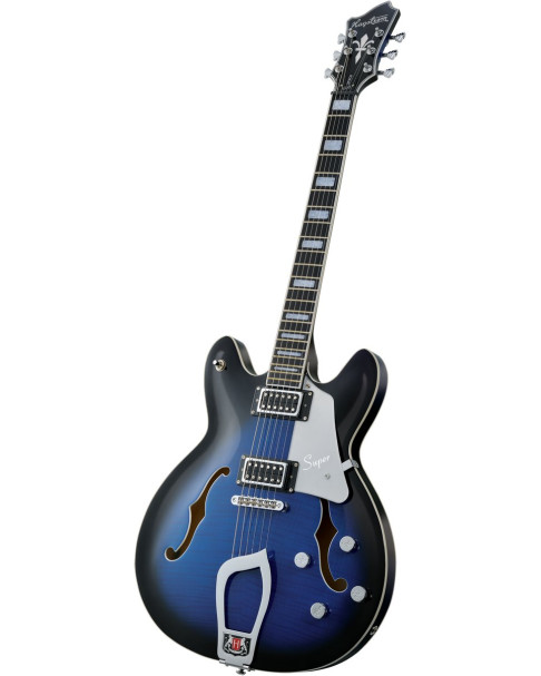 Hagstrom HSSUVIK60 Electric Guitar, Super Viking, Dark Baltic Sea Flame