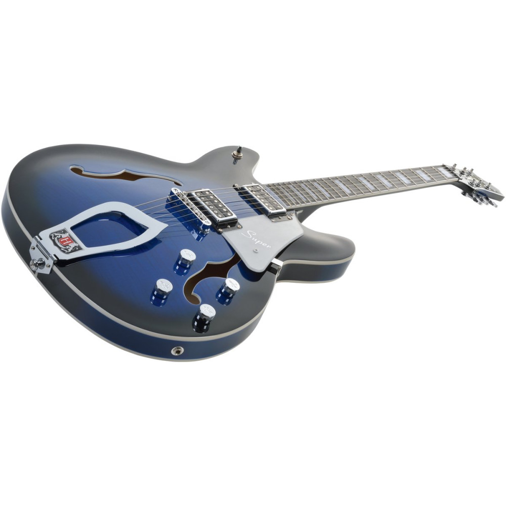 Hagstrom HSSUVIK60 Electric Guitar, Super Viking, Dark Baltic Sea Flame