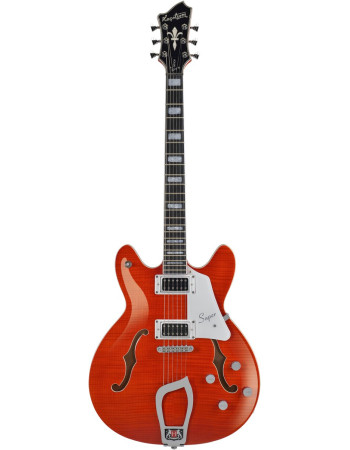 Hagstrom HSSUVIK95 Electric Guitar, Super Viking, Mandarin Flame