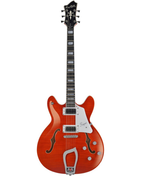 Hagstrom HSSUVIK95 Electric Guitar, Super Viking, Mandarin Flame