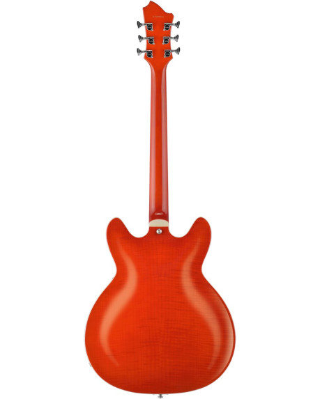 Hagstrom HSSUVIK95 Electric Guitar, Super Viking, Mandarin Flame