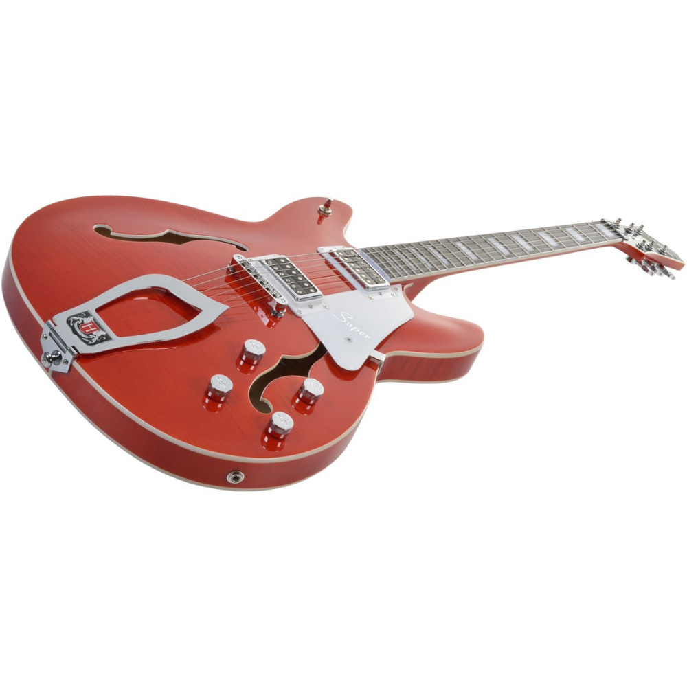 Hagstrom HSSUVIK95 Electric Guitar, Super Viking, Mandarin Flame
