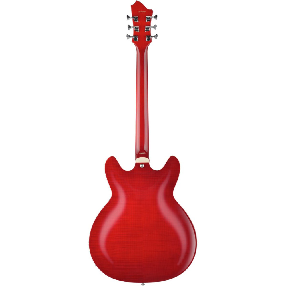 Hagstrom HSSUVIKL04 Electric Guitar, Super Viking, Wild Cherry Transparent Flame, Left-hand