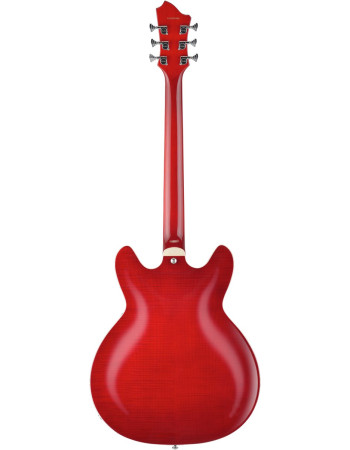 Hagstrom HSSUVIKL04 Electric Guitar, Super Viking, Wild Cherry Transparent Flame, Left-hand