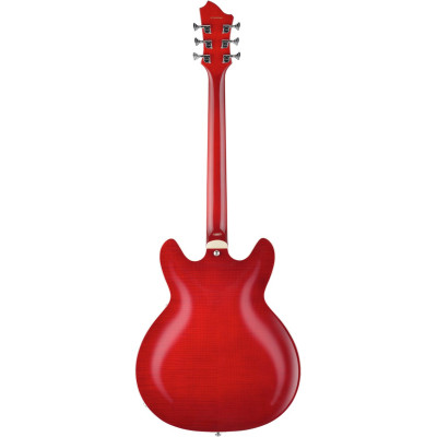 Hagstrom HSSUVIKL04 Electric Guitar, Super Viking, Wild Cherry Transparent Flame, Left-hand