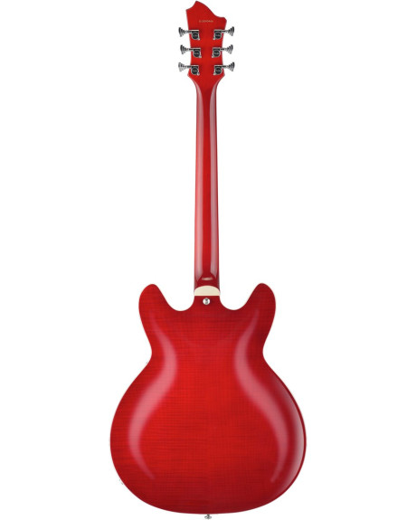 Hagstrom HSSUVIKL04 Electric Guitar, Super Viking, Wild Cherry Transparent Flame, Left-hand