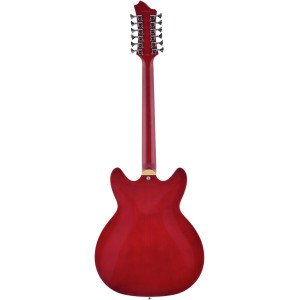 Hagstrom HSVIDLX1204 Electric Guitar, Viking DLX, Wild Cherry Transparent, 12-stri ng