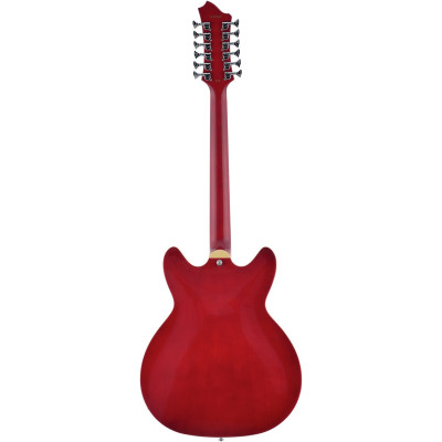 Hagstrom HSVIDLX1204 Electric Guitar, Viking DLX, Wild Cherry Transparent, 12-stri ng