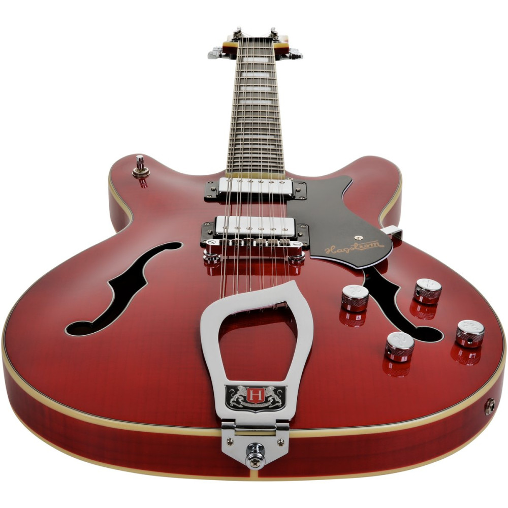 Hagstrom HSVIDLX1204 Electric Guitar, Viking DLX, Wild Cherry Transparent, 12-stri ng
