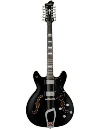 Hagstrom HSVIDLX1209 Electric Guitar, Viking DLX, Black Gloss, 12-string