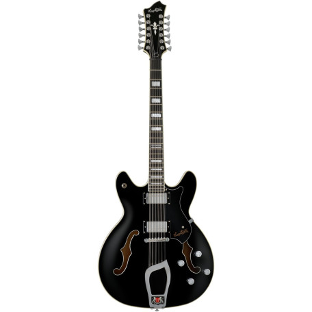 Hagstrom HSVIDLX1209 Electric Guitar, Viking DLX, Black Gloss, 12-string