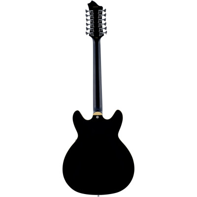Hagstrom HSVIDLX1209 Electric Guitar, Viking DLX, Black Gloss, 12-string