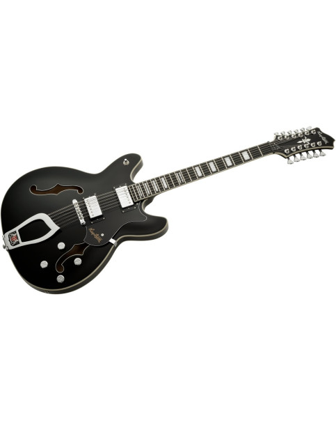 Hagstrom HSVIDLX1209 Electric Guitar, Viking DLX, Black Gloss, 12-string