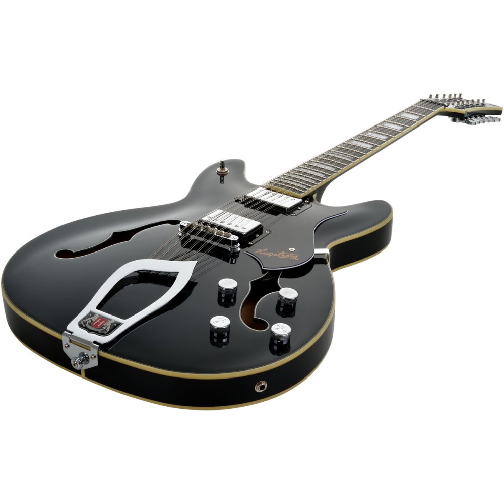 Hagstrom HSVIDLX1209 Electric Guitar, Viking DLX, Black Gloss, 12-string